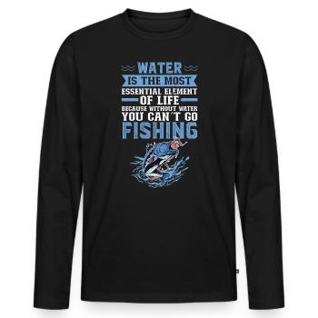 L’eau est pour la pêche - Pêcheur et pêcheur - T-shirt manches longues Premium bio Homme - noir - Devant - Nico (187cm)