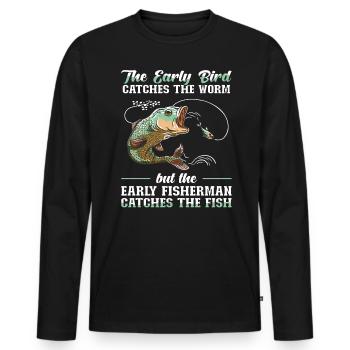 Catch The Fish - Fishing - Männer Premium Bio Langarmshirt - Schwarz - Vorne - Nico (187cm)