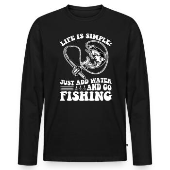 Add Water And Go Fishing - Männer Premium Bio Langarmshirt - Schwarz - Vorne - Nico (187cm)