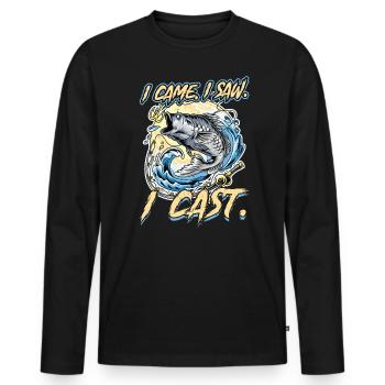 Je suis venu. J’ai vu. J’ai jeté. -Pêche - T-shirt manches longues Premium bio Homme - noir - Devant - Nico (187cm)