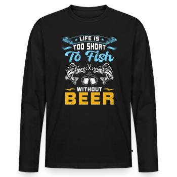 Fish With Beer - Fishing - Men's Premium Organic Long Sleeve Shirt - black - Front - Nico (187cm)