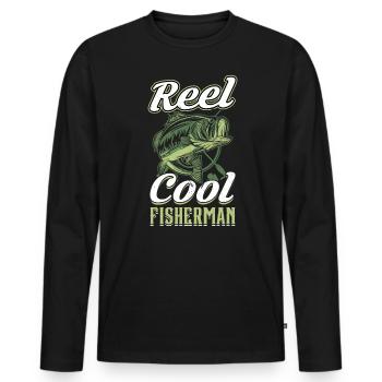 Reel Cool Fisherman - Fishing - Men's Premium Organic Long Sleeve Shirt - black - Front - Nico (187cm)