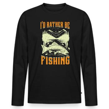 Je préfère pêcher - T-shirt manches longues Premium bio Homme - noir - Devant - Nico (187cm)