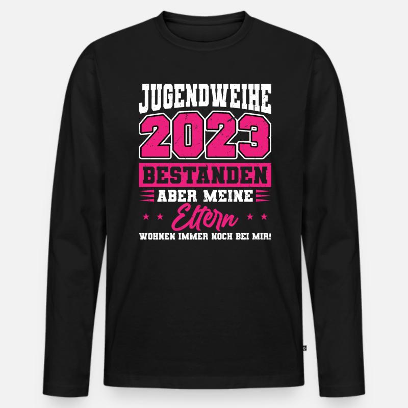 Jugendweihe 2023 Mädchen - Männer Premium Bio Langarmshirt - Schwarz