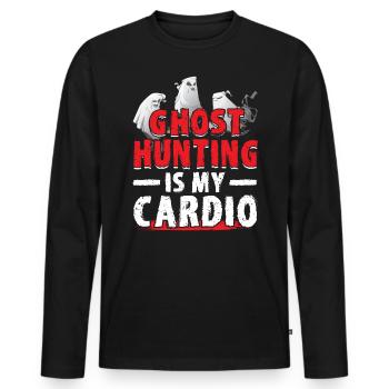 La chasse aux fantômes est mon cardio - Ghost Investigator - T-shirt manches longues Premium bio Homme - noir - Devant - Nico (187cm)