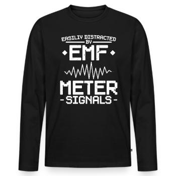 EMF Meter Signals - Ghost Investigator - Men's Premium Organic Long Sleeve Shirt - black - Front - Nico (187cm)