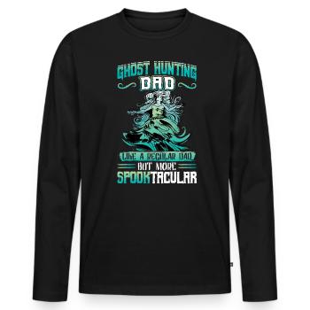 Papa chasseur de fantômes - Enquête paranormale - T-shirt manches longues Premium bio Homme - noir - Devant - Nico (187cm)