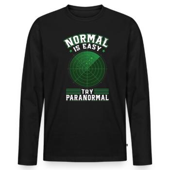 Normal est facile - Essayez Paranormal Ghost Investigator - T-shirt manches longues Premium bio Homme - noir - Devant - Nico (187cm)