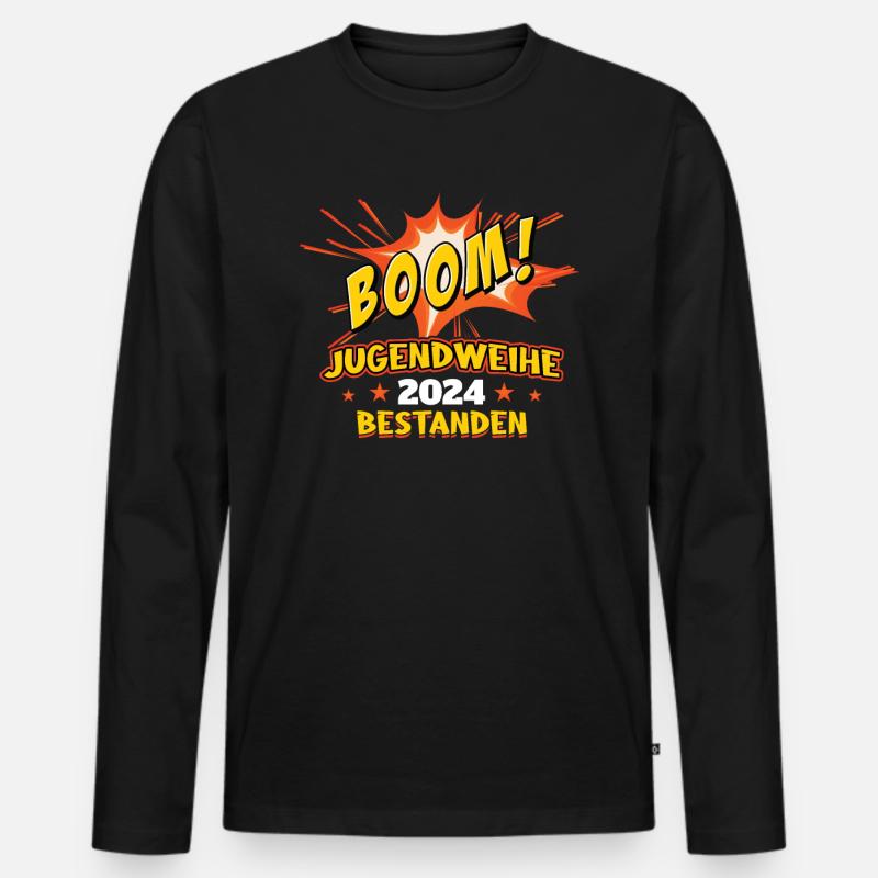 Jugendweihe 2024 Mädchen Junge - Männer Premium Bio Langarmshirt - Schwarz