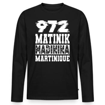 972 MATINIK MADININA MARTINIQUE - T-shirt manches longues Premium bio Homme - noir - Devant - Nico (187cm)
