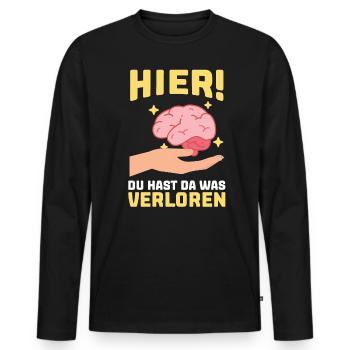 Here You Have Lost Something There Brain Motif - Men's Premium Organic Long Sleeve Shirt - black - Front - Nico (187cm)