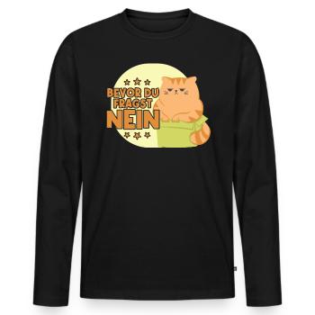 Avant de demander pas de conception de chat drôle - T-shirt manches longues Premium bio Homme - noir - Devant - Nico (187cm)