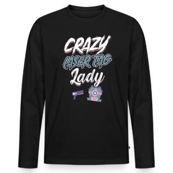 Crazy Laser Tag Lady - Lasertag - Men's Premium Organic Long Sleeve Shirt - black - Front - Nico (187cm)
