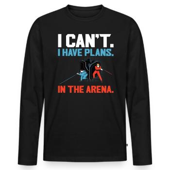Je ne peux pas. J’ai des projets. Dans l’arène. - Laser tag (Laser tag) - T-shirt manches longues Premium bio Homme - noir - Devant - Nico (187cm)