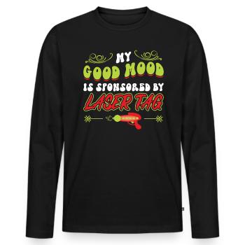 My Good Mood Is Sponsored By Laser Tag - Männer Premium Bio Langarmshirt - Schwarz - Vorne - Nico (187cm)