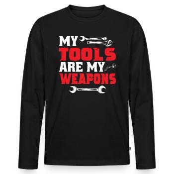 My tools are my weapons - Men's Premium Organic Long Sleeve Shirt - black - Front - Nico (187cm)