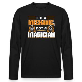 Déclaration de conception de mécanicien et non de magicien - T-shirt manches longues Premium bio Homme - noir - Devant - Nico (187cm)