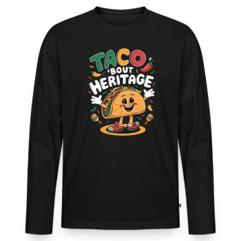 Taco 'Bout Heritage - Männer Premium Bio Langarmshirt - Schwarz - Vorne - Nico (187cm)