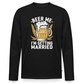 Bière moi, je me marie - Bière de mariage marié - T-shirt manches longues Premium bio Homme - noir - Devant - Nico (187cm)