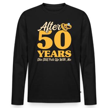 50th wedding anniversary - Men's Premium Organic Long Sleeve Shirt - black - Front - Nico (187cm)