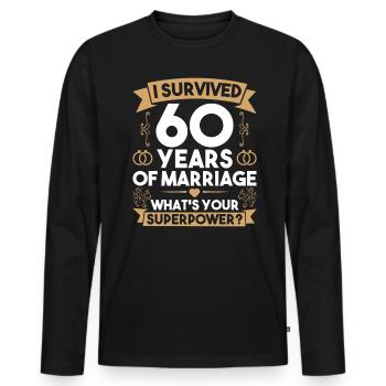 60th wedding anniversary - Men's Premium Organic Long Sleeve Shirt - black - Front - Nico (187cm)