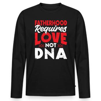 La paternité exige de l’amour, pas de l’ADN - Adoption - T-shirt manches longues Premium bio Homme - noir - Devant - Nico (187cm)
