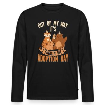 Endlich Mein Adoptions Tag - Aus Dem Weg - Männer Premium Bio Langarmshirt - Schwarz - Vorne - Nico (187cm)