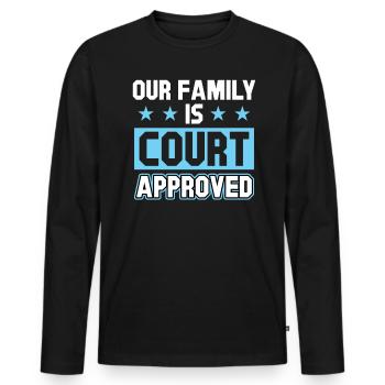 Notre famille est reconnue par le tribunal Adoption - T-shirt manches longues Premium bio Homme - noir - Devant - Nico (187cm)