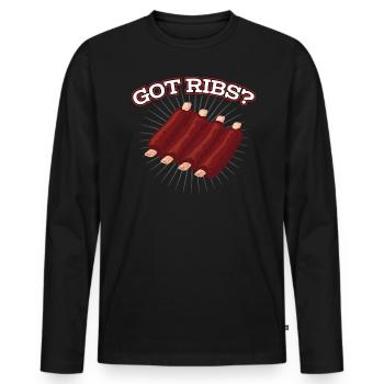 Got Ribs? - Perfect for BBQ fans and grill masters - Men's Premium Organic Long Sleeve Shirt - black - Front - Nico (187cm)