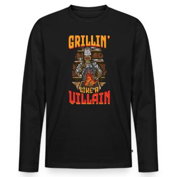 Grillin' Like A Villain - Men's Premium Organic Long Sleeve Shirt - black - Front - Nico (187cm)