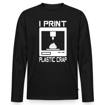 I print plastic waste 3D printing - Men's Premium Organic Long Sleeve Shirt - black - Front - Nico (187cm)