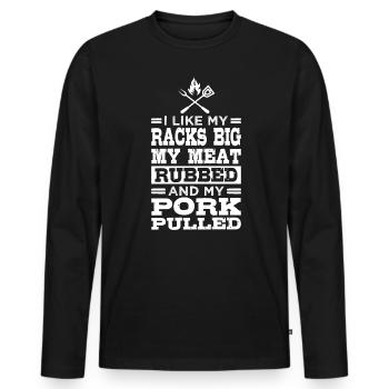 J’aime mes carrés grands, ma viande assaisonnée - T-shirt manches longues Premium bio Homme - noir - Devant - Nico (187cm)