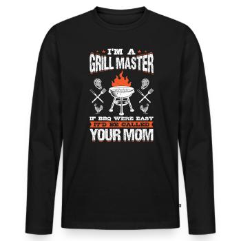 Je suis un maître du gril si le barbecue était facile - T-shirt manches longues Premium bio Homme - noir - Devant - Nico (187cm)