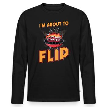 Je suis sur le point de retourner la viande de steak BBQ grillée - T-shirt manches longues Premium bio Homme - noir - Devant - Nico (187cm)