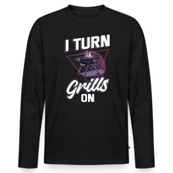 I turn on grills - Men's Premium Organic Long Sleeve Shirt - black - Front - Nico (187cm)
