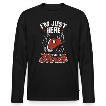 I'm Just Here For The Steak BBQ Grillen - Männer Premium Bio Langarmshirt - Schwarz - Vorne - Nico (187cm)