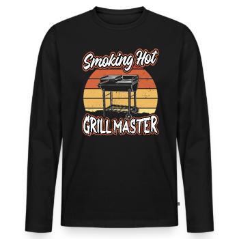 Smoking Hot Grill Master Retro BBQ for BBQ Fans - Men's Premium Organic Long Sleeve Shirt - black - Front - Nico (187cm)