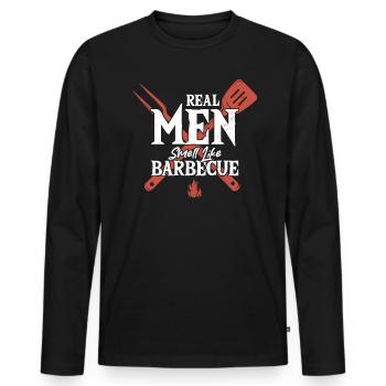 Echte Männer Riechen Nach Barbecue - Männer Premium Bio Langarmshirt - Schwarz - Vorne - Nico (187cm)