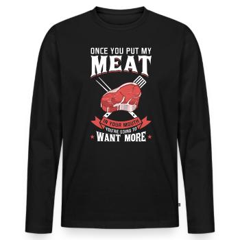 Dès que tu auras ma chair dans ta bouche - T-shirt manches longues Premium bio Homme - noir - Devant - Nico (187cm)