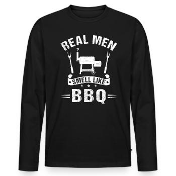 Echte Männer Riechen Nach BBQ - Männer Premium Bio Langarmshirt - Schwarz - Vorne - Nico (187cm)