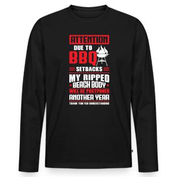 Attention due to BBQ delays - Men's Premium Organic Long Sleeve Shirt - black - Front - Nico (187cm)