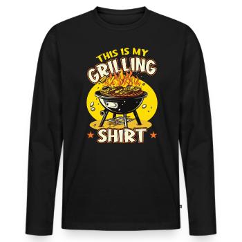 This is my BBQ grill shirt - Men's Premium Organic Long Sleeve Shirt - black - Front - Nico (187cm)