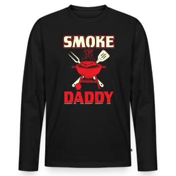 Smoke Daddy BBQ Meister am Grill - Männer Premium Bio Langarmshirt - Schwarz - Vorne - Nico (187cm)
