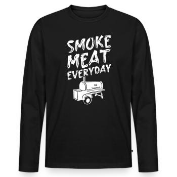 BBQ: Smoke Meat Everyday for barbecue fans - Men's Premium Organic Long Sleeve Shirt - black - Front - Nico (187cm)