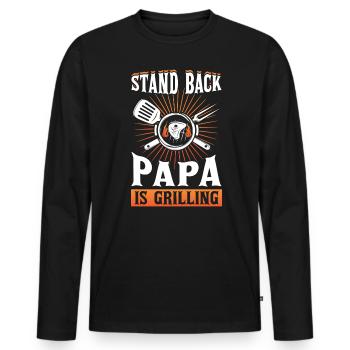 Achtung! Papa Grillt Heute Im BBQ-Style - Männer Premium Bio Langarmshirt - Schwarz - Vorne - Nico (187cm)