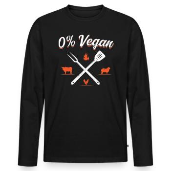 0% Vegan BBQ Fleischliebhaber Grillen - Männer Premium Bio Langarmshirt - Schwarz - Vorne - Nico (187cm)