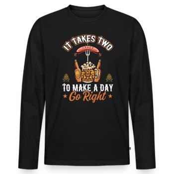 BBQ and beer: A perfect duo for a good day - Men's Premium Organic Long Sleeve Shirt - black - Front - Nico (187cm)