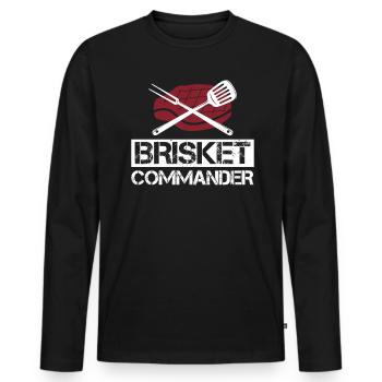 BBQ Brisket Commander Grillmeister Grillabende - Männer Premium Bio Langarmshirt - Schwarz - Vorne - Nico (187cm)
