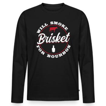 Smoked Brisket for Bourbon BBQ Enjoyment - Men's Premium Organic Long Sleeve Shirt - black - Front - Nico (187cm)