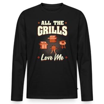 Tous les grils Love Me BBQ Adventure - T-shirt manches longues Premium bio Homme - noir - Devant - Nico (187cm)
